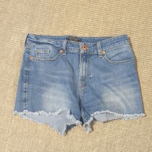 Guess Women's Light Blue Frayed Jean Shorts